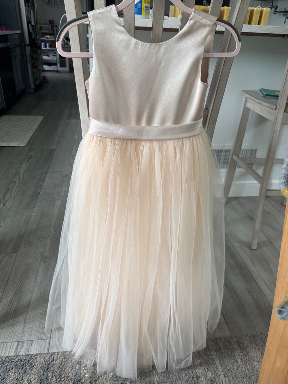 Ivory Tulle Flower Girl Dress with Satin Bodice